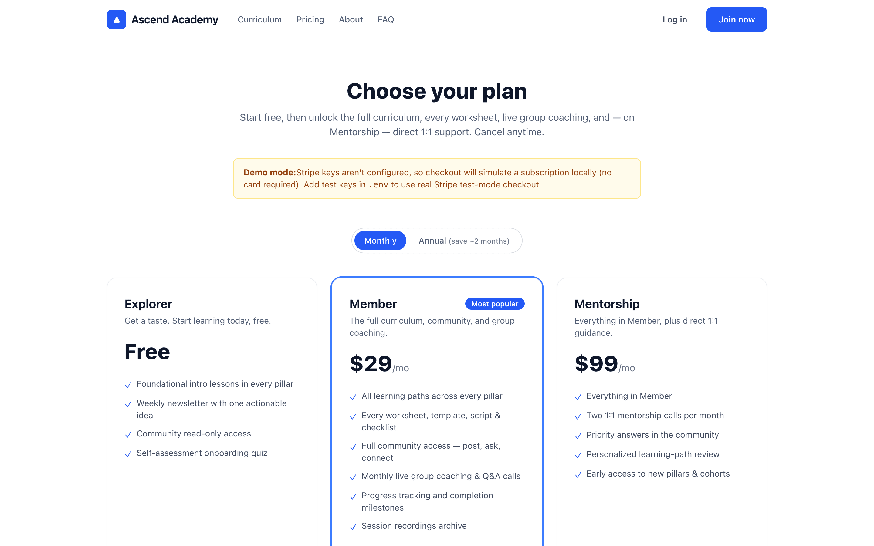 Tiered subscription pricing