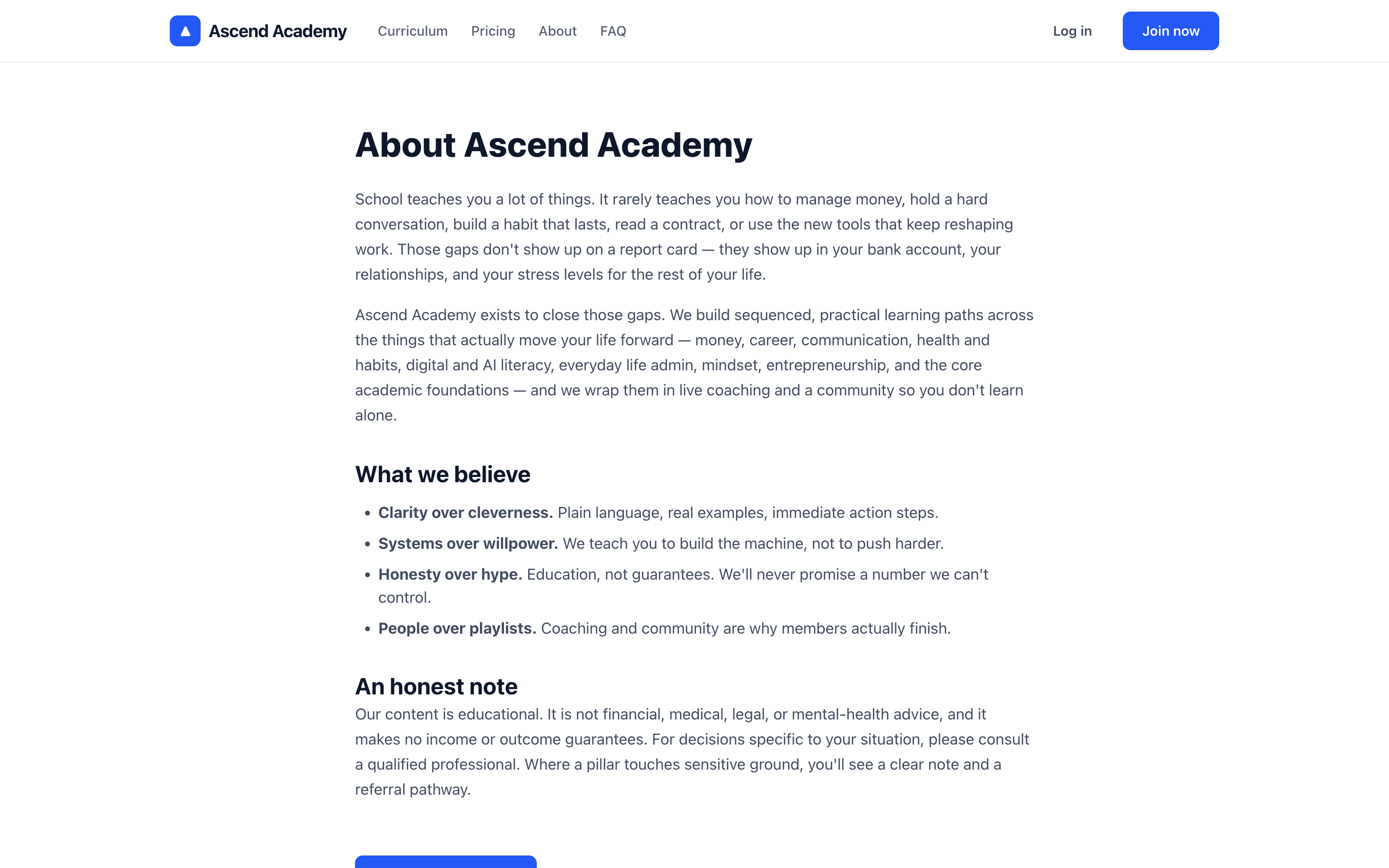About the academy