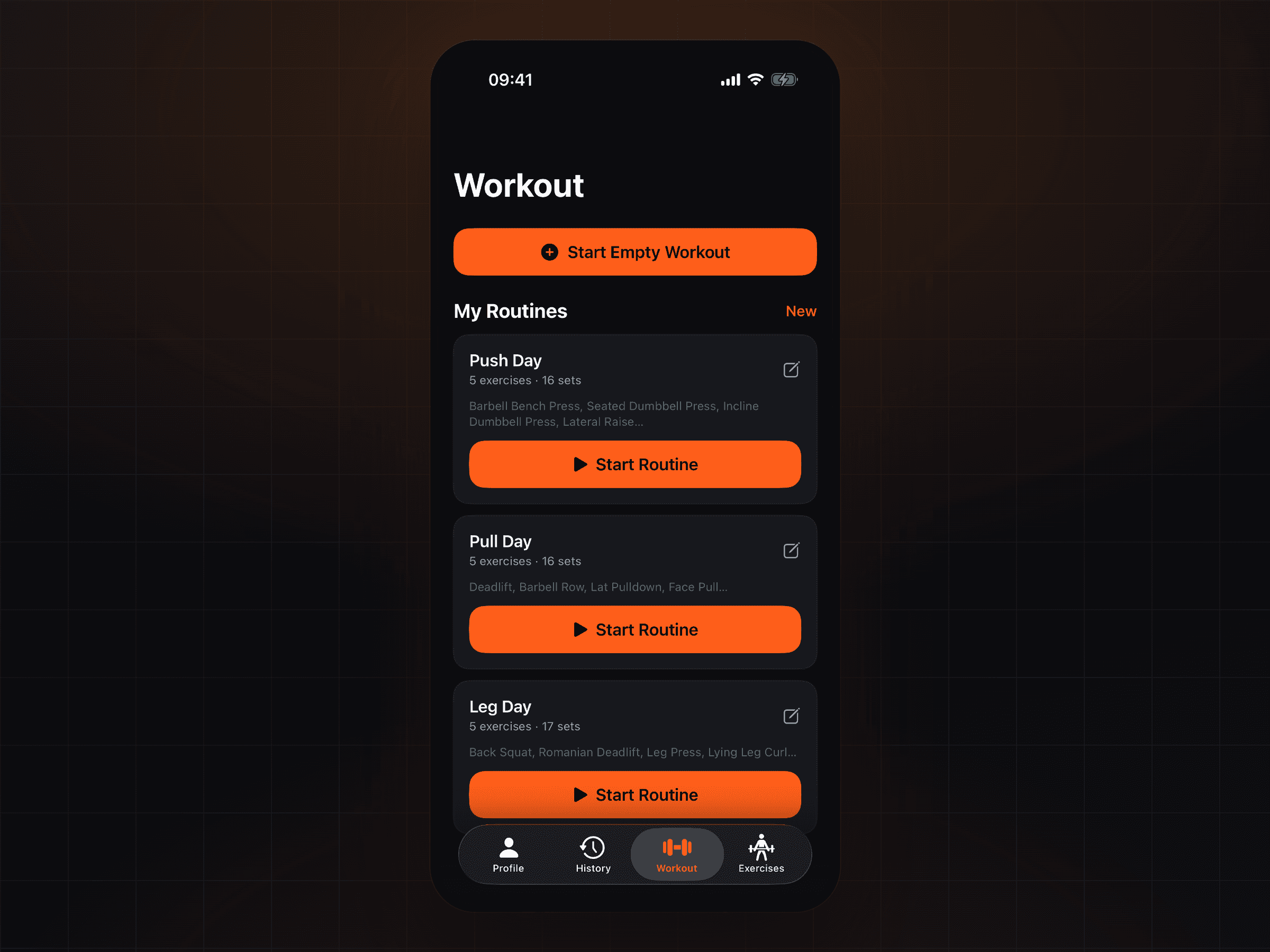 Routines — Push, Pull, and Leg day, ready to start