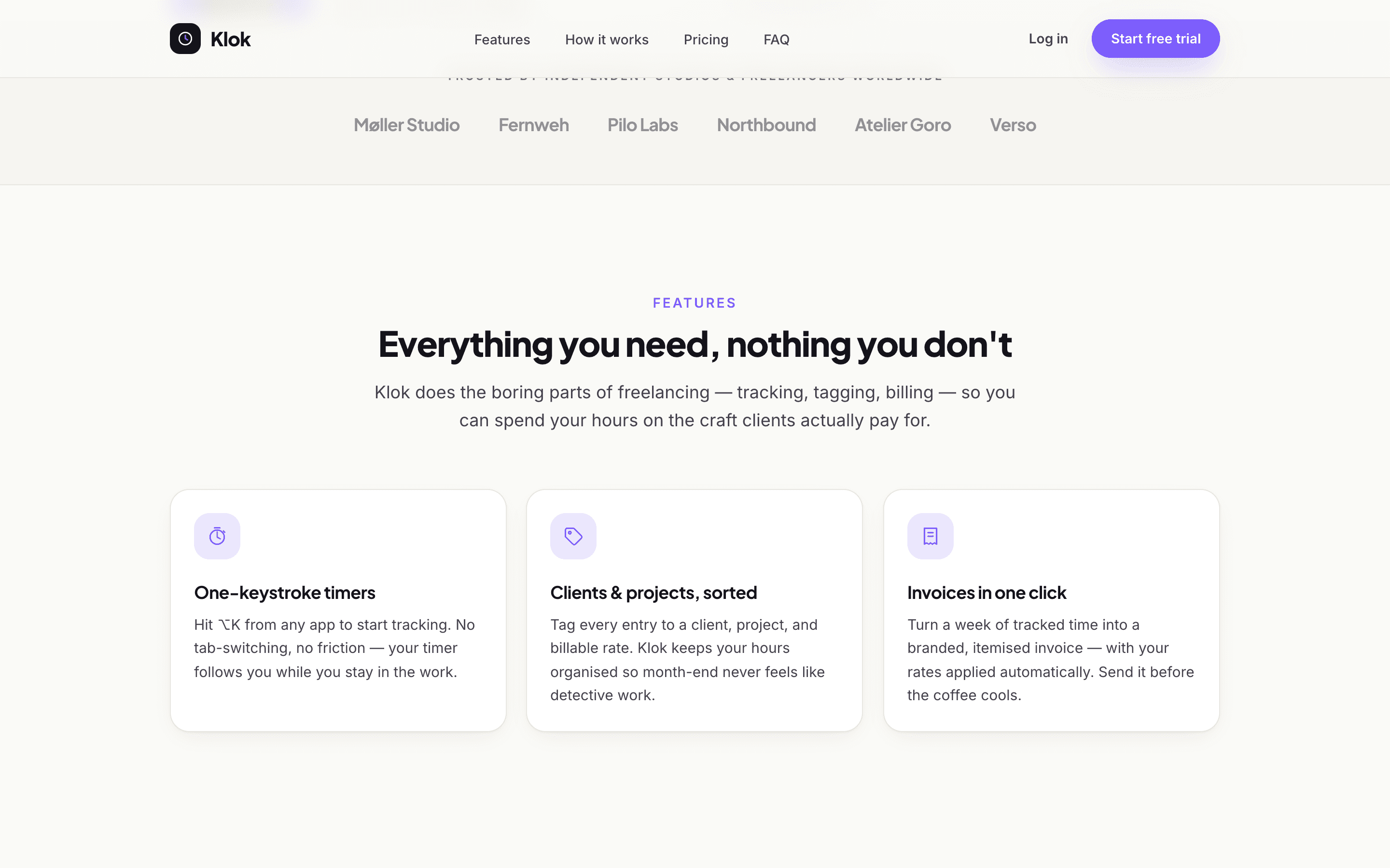 Feature sections with the reserved violet accent