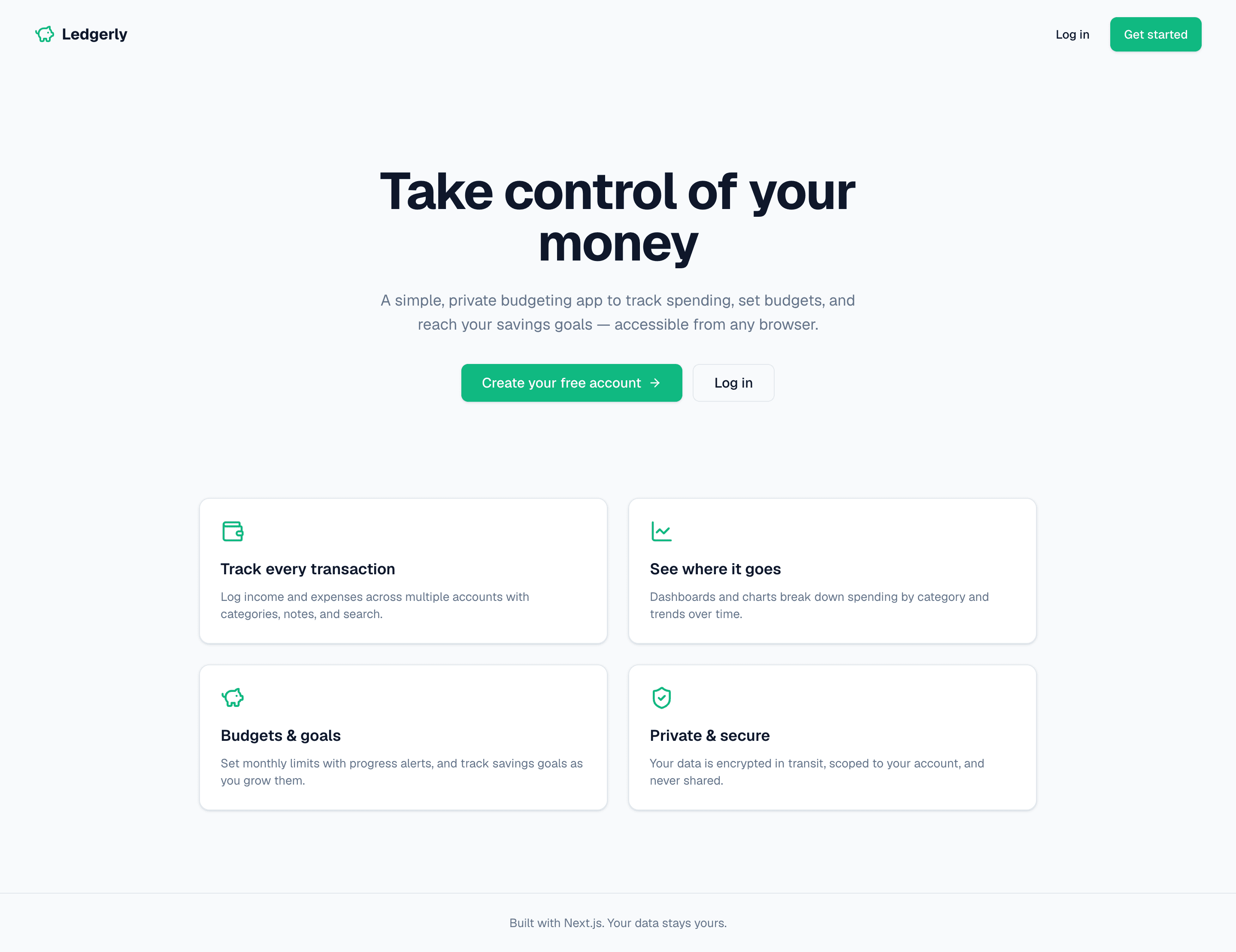 The product landing — track, budget, and save