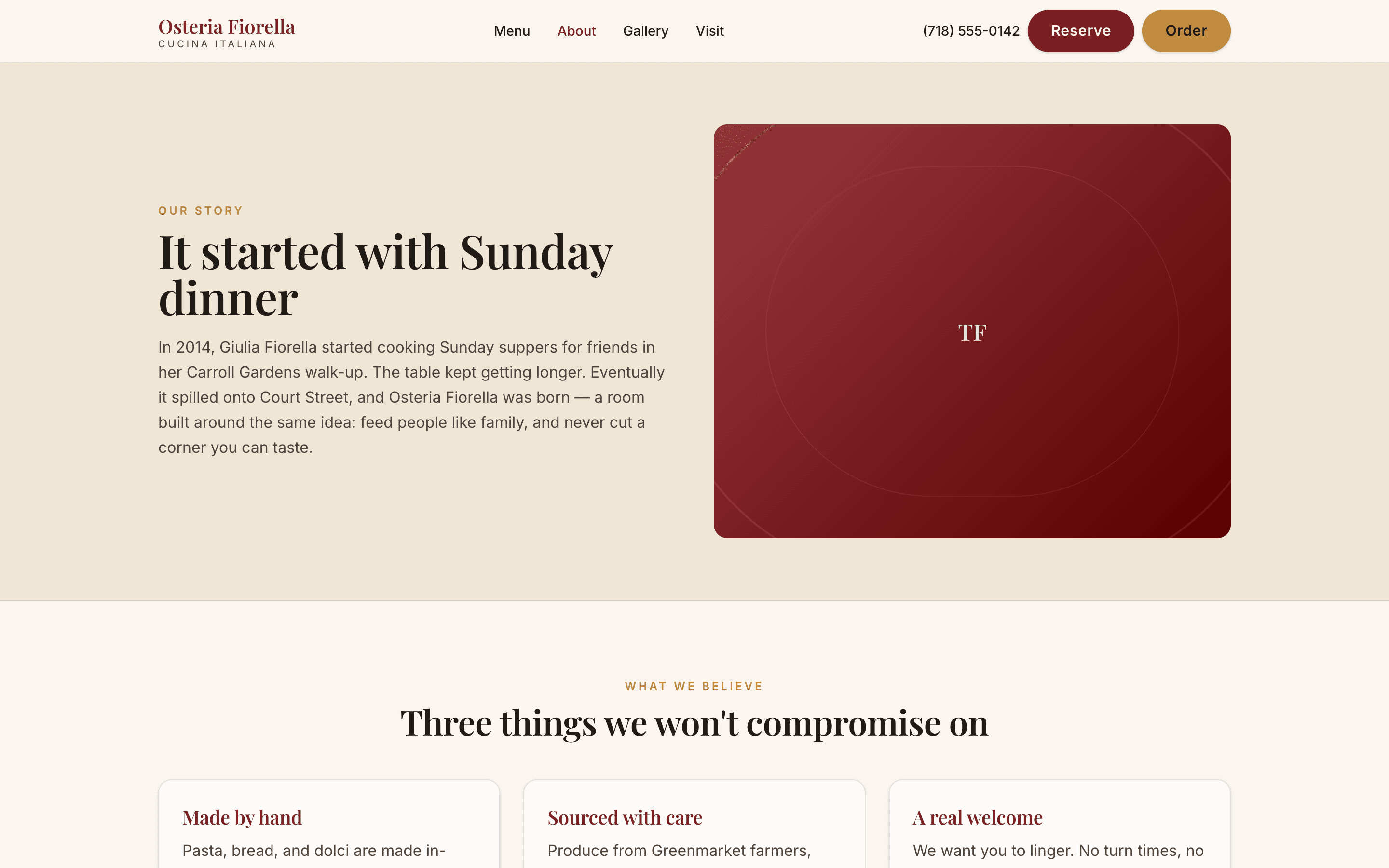 The story & about page