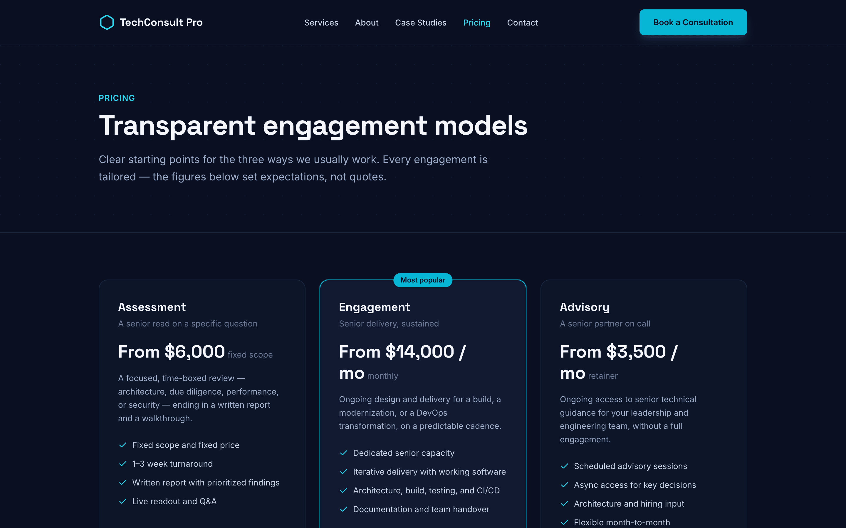 Pricing & engagement tiers
